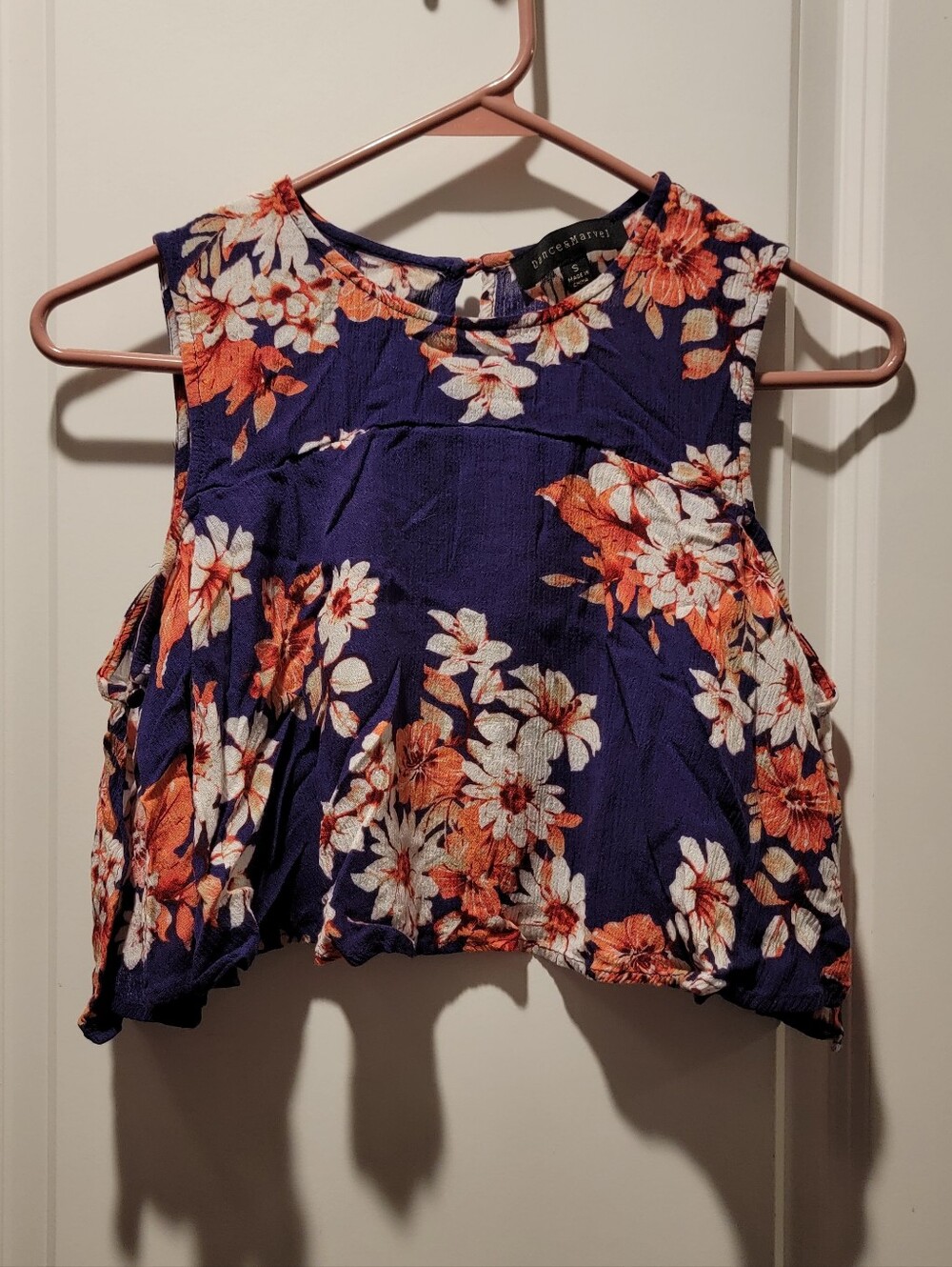 Dark blue floral crop top